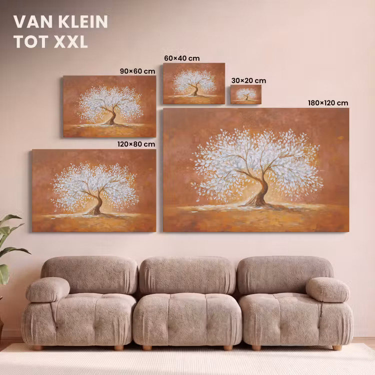 Canvas schilderij - Abstract - Boom - Wit - Bladeren — 8