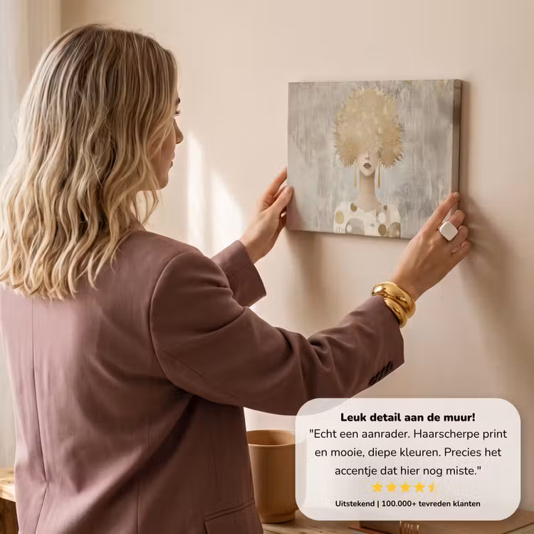 Canvas schilderij - Vrouw met Gouden Zonnebloemen Als Haar — 3