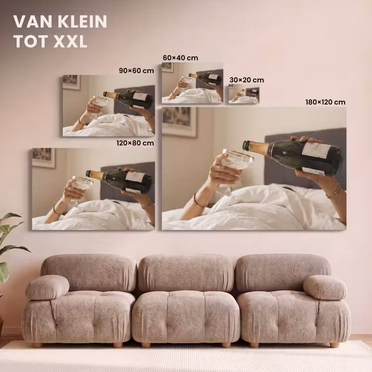 Canvas schilderij - Champagne - Bed - Bubbels — 8