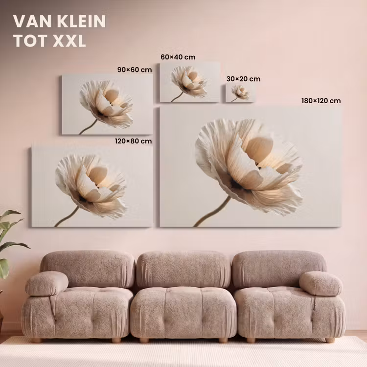 Canvas schilderij - Bloem - Beige - Crème — 8