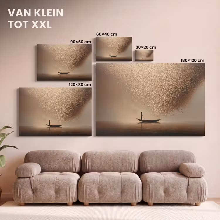 Canvas schilderij - Bootje - Blaadjes - Goud - Water — 8