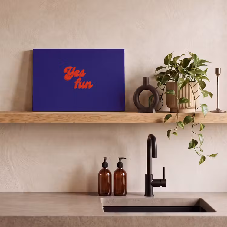 Canvas schilderij - Blauw - Rood - Yes fun - 3D — 4