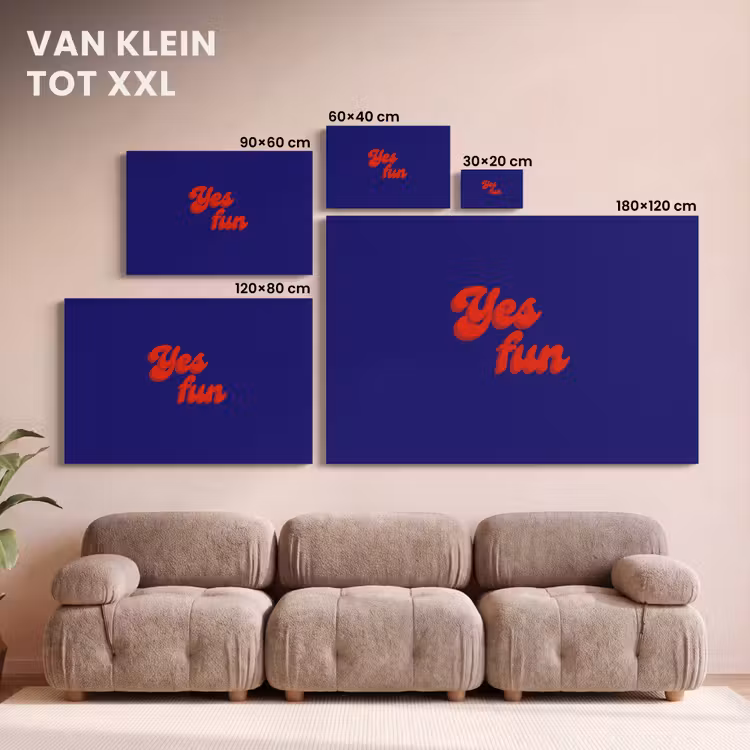 Canvas schilderij - Blauw - Rood - Yes fun - 3D — 8