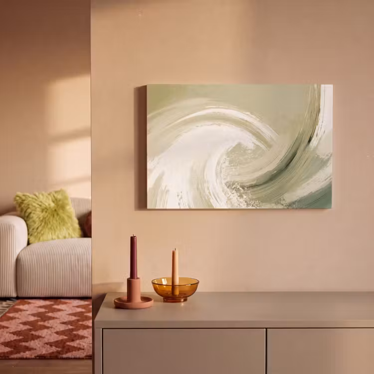 Canvas schilderij - Abstract - Penseelstreken - Golven - Groen — 2