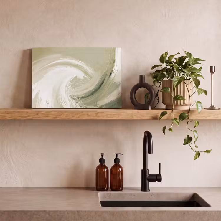Canvas schilderij - Abstract - Penseelstreken - Golven - Groen — 4