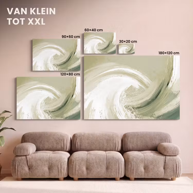 Canvas schilderij - Abstract - Penseelstreken - Golven - Groen — 8