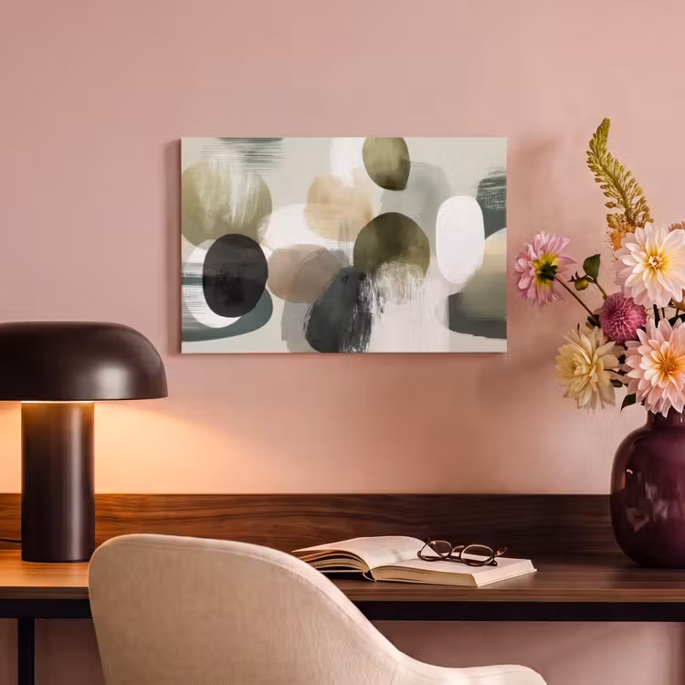 Canvas schilderij - Minimalistisch - Cirkels - Penseelstreken - Beige — 6