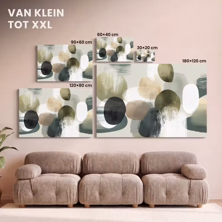 Canvas schilderij - Minimalistisch - Cirkels - Penseelstreken - Beige — 8