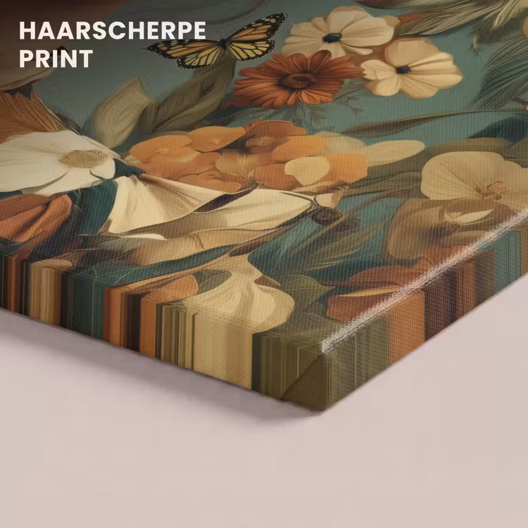Canvas schilderij - Bloemenkrans - Vrouwengezicht - Zonnebril - Oranje — 5