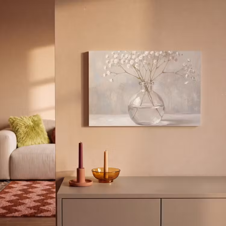 Canvas schilderij - Gipskruid - Vaas - Wit — 2