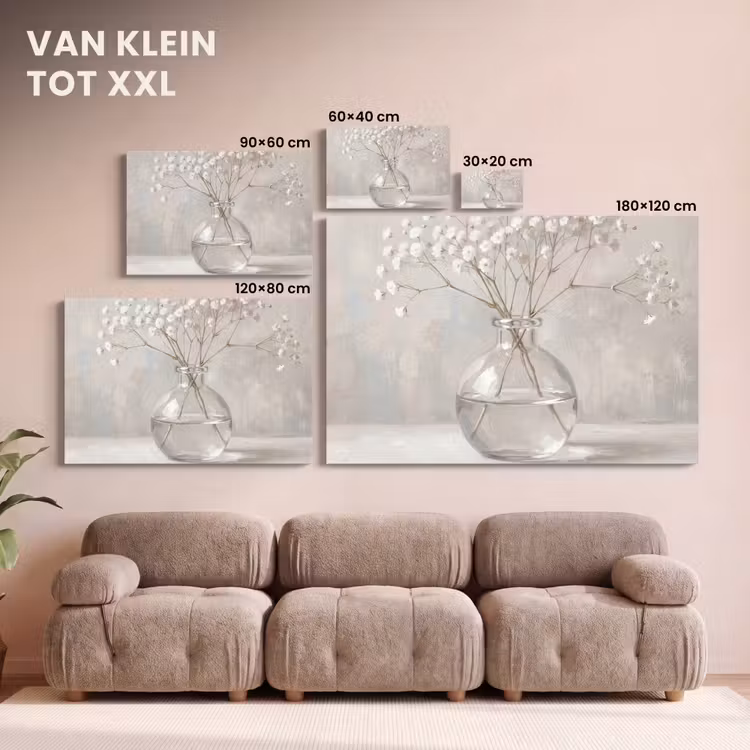 Canvas schilderij - Gipskruid - Vaas - Wit — 8
