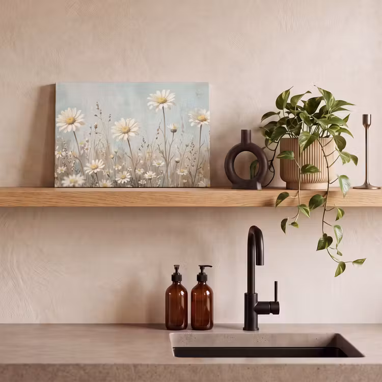 Canvas schilderij - Madelief - Illustratie - Wit — 4