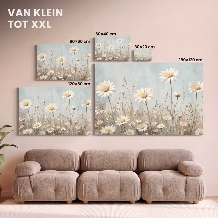 Canvas schilderij - Madelief - Illustratie - Wit — 8
