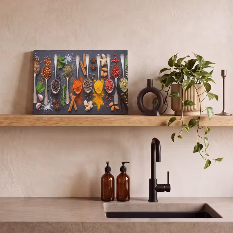Canvas schilderij - Kruiden - Lepels - Culinair - Kleurrijk - Sfeervol — 4
