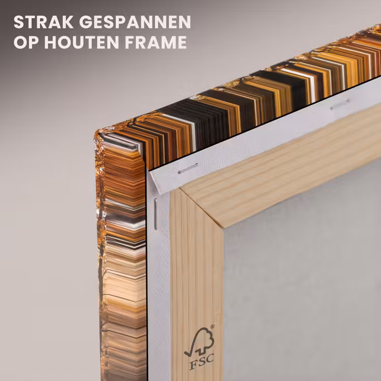 Canvas schilderij - Bospad - Herfstbos - Bladeren - Oranje - Nostalgisch — 7