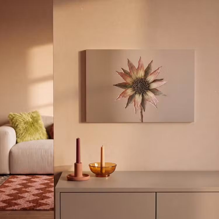 Canvas schilderij - Droogbloem - Protea - Vintage - Beige - Rustiek — 2