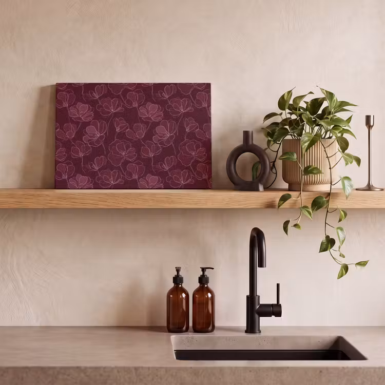 Canvas schilderij - Bloemen - Patroon - Bordeauxrood — 4
