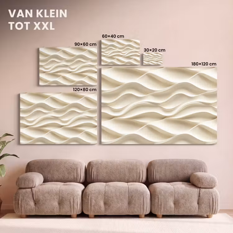 Canvas schilderij - Lijnen - Golvend - Crème — 8