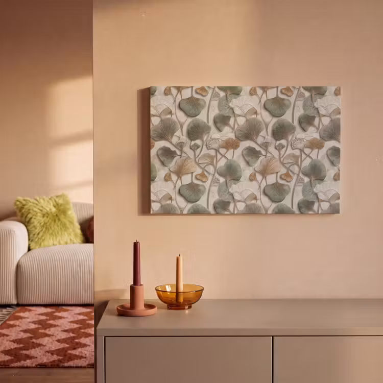 Canvas schilderij - Ginkgo Bladeren Reliëf — 2