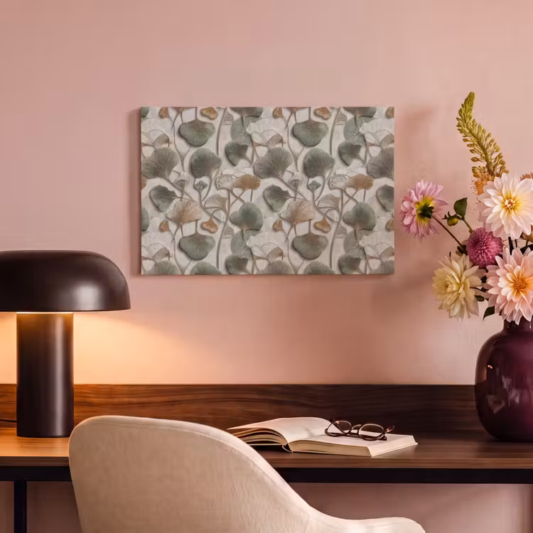 Canvas schilderij - Ginkgo Bladeren Reliëf — 6