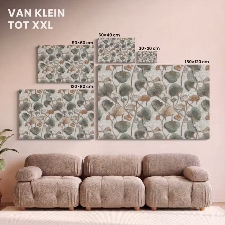 Canvas schilderij - Ginkgo Bladeren Reliëf — 8