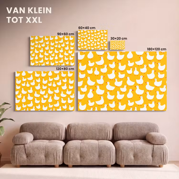 Canvas schilderij - Eendjes - Patroon - Geel — 8