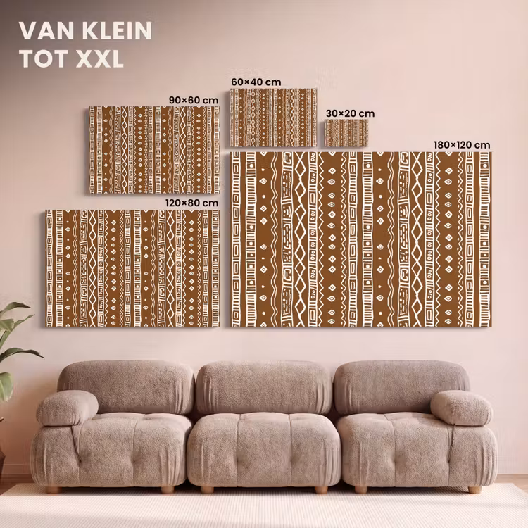 Canvas schilderij - Chocoladebruin - Etnisch - Tribaal - Patroon — 7