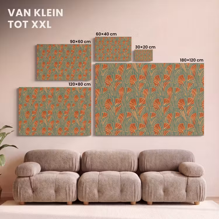 Canvas schilderij - Groen - Terracotta - Deco - Waaiers — 7
