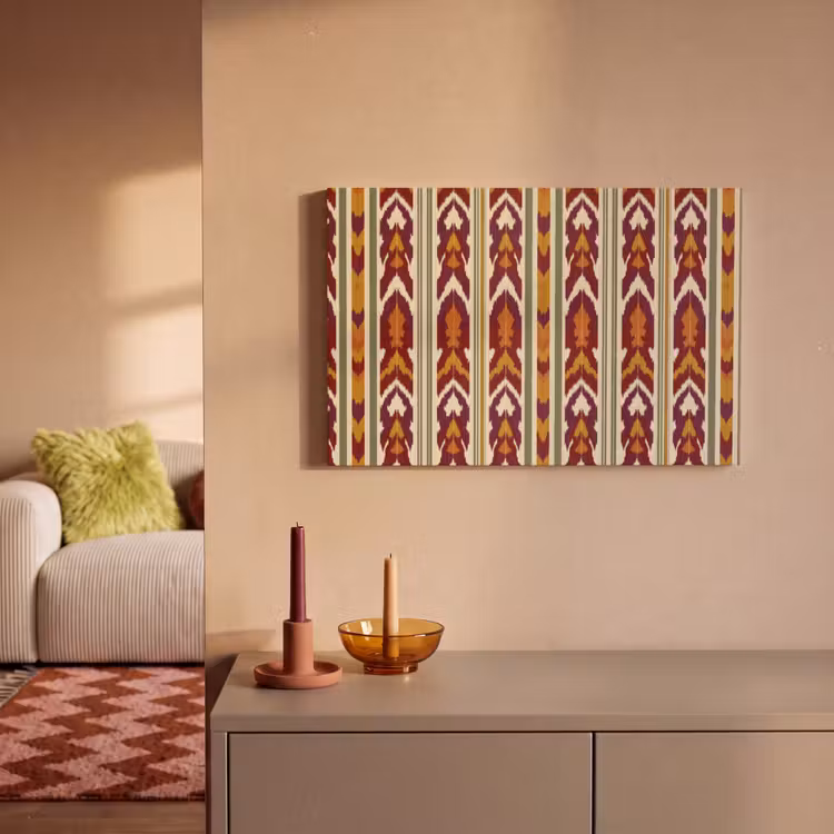 Canvas schilderij - Ikat - Bordeauxrood - Etnisch - Patroon — 1