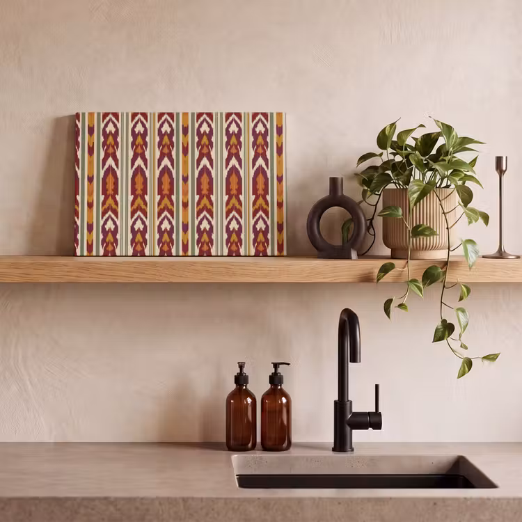 Canvas schilderij - Ikat - Bordeauxrood - Etnisch - Patroon — 3