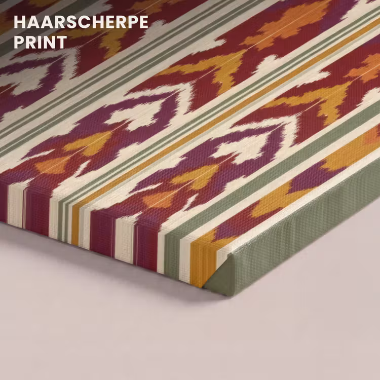Canvas schilderij - Ikat - Bordeauxrood - Etnisch - Patroon — 4