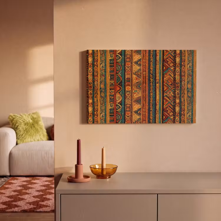 Canvas schilderij - Kleurrijk - Etnisch - Folkloristisch - Patroon — 1