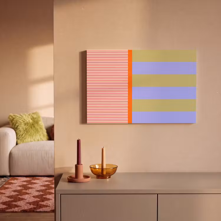 Canvas schilderij - Abstract - Geometrie - Strepen - Blokken - Rood — 1