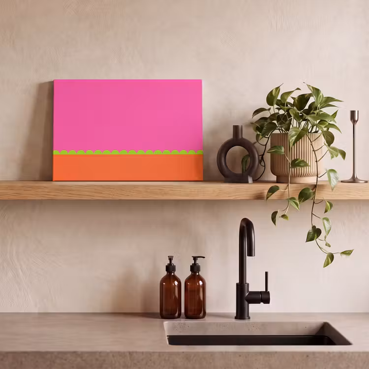 Canvas schilderij - Abstract - Geometrisch - Kleurblokken - Roze - Oranje — 3