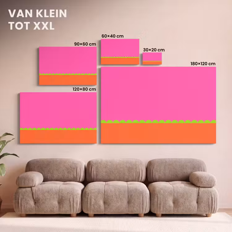 Canvas schilderij - Abstract - Geometrisch - Kleurblokken - Roze - Oranje — 7