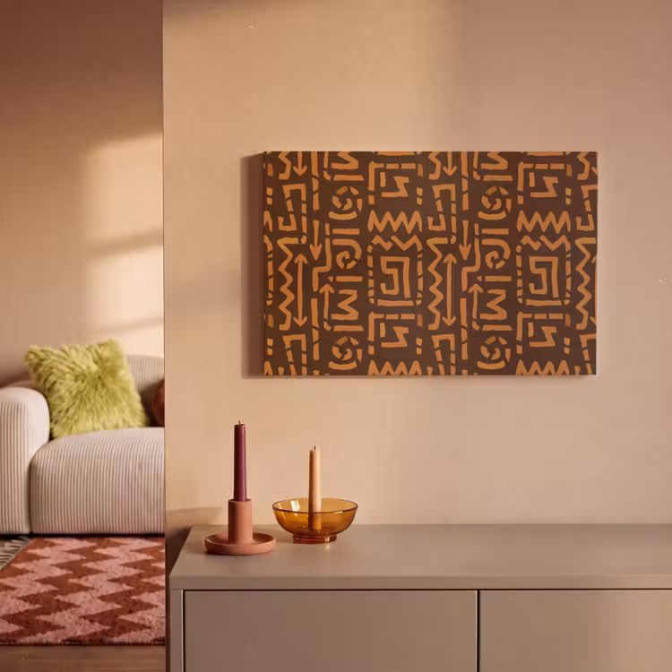 Canvas schilderij - Chocoladebruin - Etnisch - Tribaal - Symbolen — 1