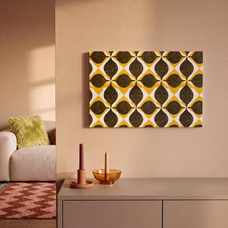 Canvas schilderij - Geel - Zwart - Geometrisch - Retro - Textuur — 1