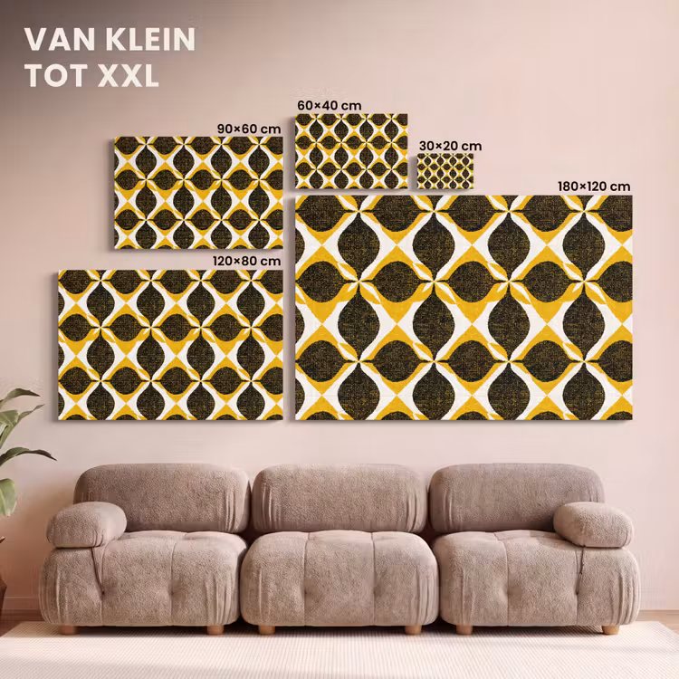 Canvas schilderij - Geel - Zwart - Geometrisch - Retro - Textuur — 7