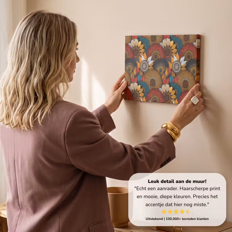Canvas schilderij - Kleurrijk - Aboriginal - Dot Painting - Botanisch - Patroon — 2