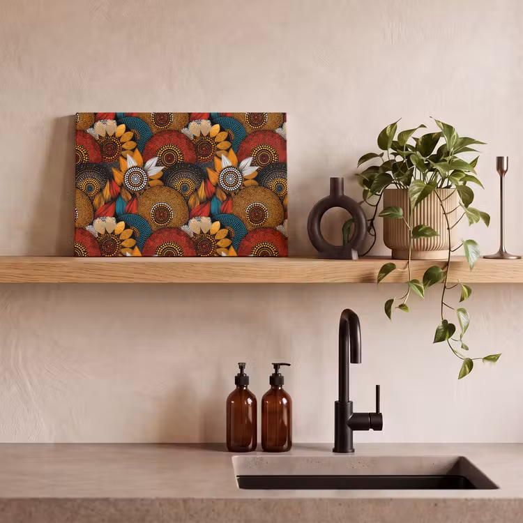 Canvas schilderij - Kleurrijk - Aboriginal - Dot Painting - Botanisch - Patroon — 3