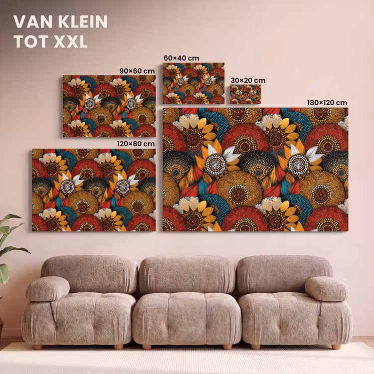 Canvas schilderij - Kleurrijk - Aboriginal - Dot Painting - Botanisch - Patroon — 7