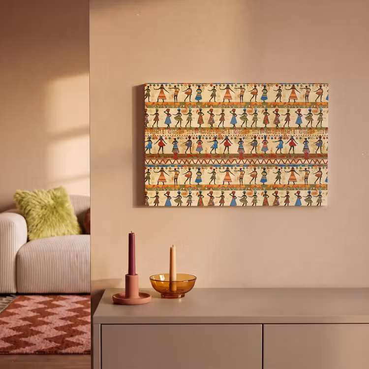 Canvas schilderij - Kleurrijk - Afrikaans - Etnisch - Dansende Vrouwen - Patroon — 1