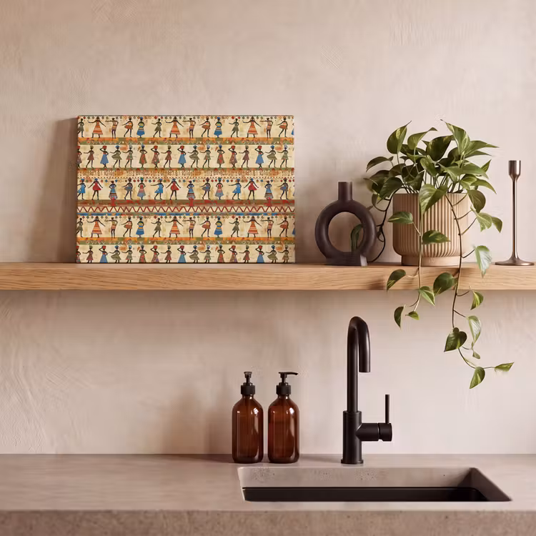 Canvas schilderij - Kleurrijk - Afrikaans - Etnisch - Dansende Vrouwen - Patroon — 3