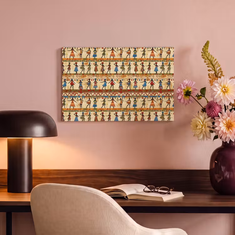 Canvas schilderij - Kleurrijk - Afrikaans - Etnisch - Dansende Vrouwen - Patroon — 5