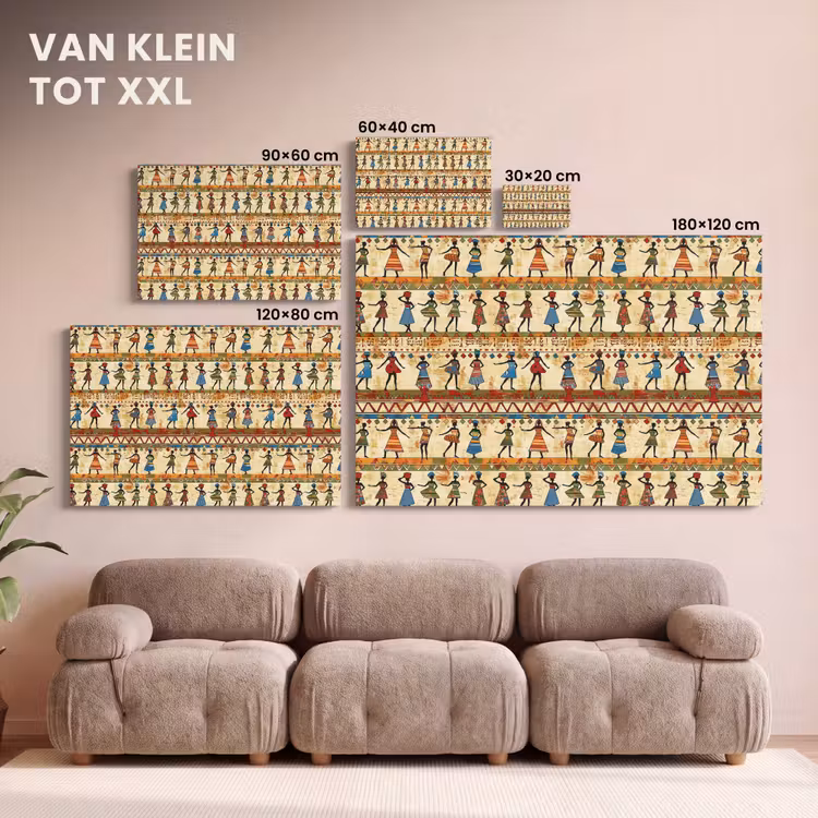 Canvas schilderij - Kleurrijk - Afrikaans - Etnisch - Dansende Vrouwen - Patroon — 7