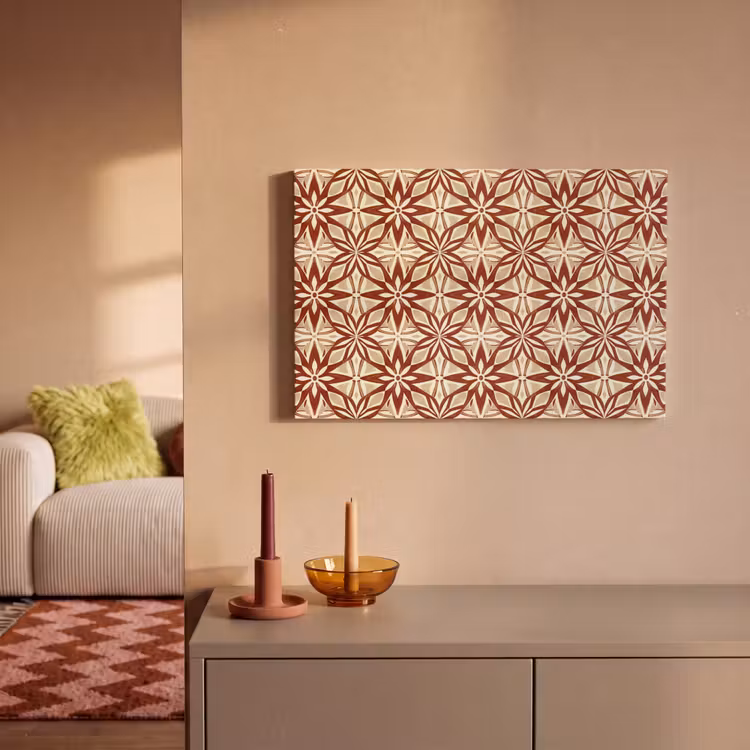 Canvas schilderij - Bordeauxrood - Geometrisch - Tegel - Patroon — 1