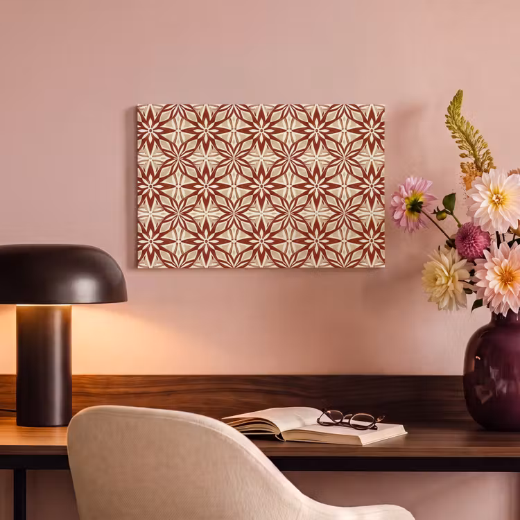 Canvas schilderij - Bordeauxrood - Geometrisch - Tegel - Patroon — 5