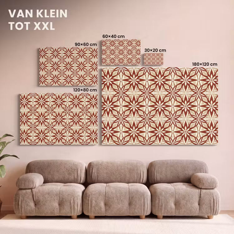 Canvas schilderij - Bordeauxrood - Geometrisch - Tegel - Patroon — 7