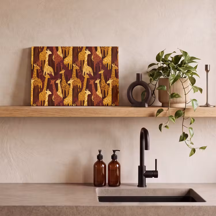 Canvas schilderij - Bruin - Giraffen - Safari - Patroon — 3