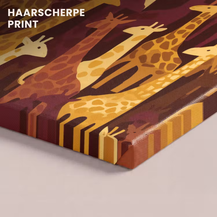 Canvas schilderij - Bruin - Giraffen - Safari - Patroon — 4
